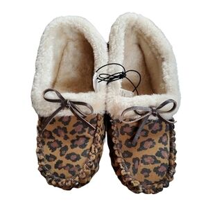 Blazin Roxx Kate faux fur lined slippers 5/6 womens Leopard print